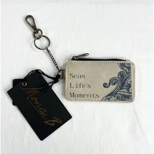 New Mona B Seas Life's Moments Coin Purse ID Pouch Keychain Up-Cycled Beach Boho